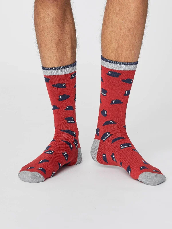 Trendy Socks-Gentlemen Socks - Hibiscus Red