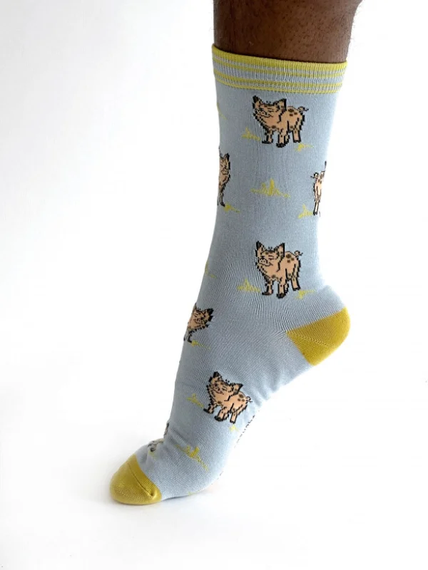 Cozy Socks-Willem Pig Bamboo Socks - Light Blue