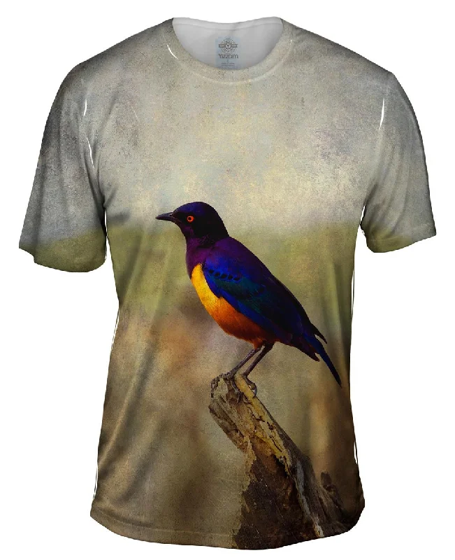 Geometric Print T-shirt-Tanzania Starling Bird