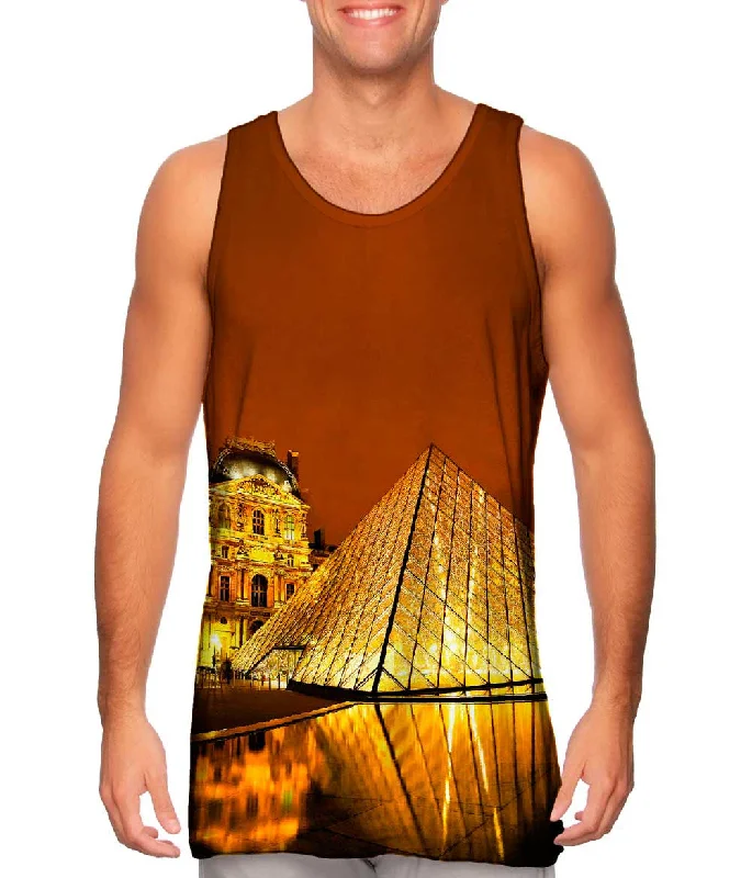 Custom Tank Top-Louvre Golden Glow Paris