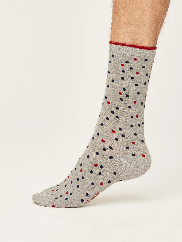 No-show Socks-Spotty Socks - Mid Grey Marle