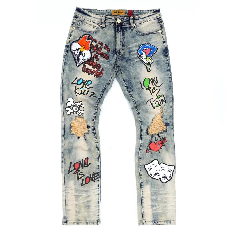 Trendy Pants-M1999 Love Kills Jeans - Dirt Wash