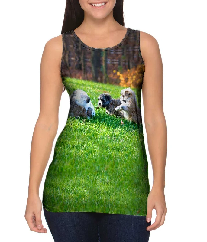 Outdoor Sleeveless Top-Maltese Friends Playing