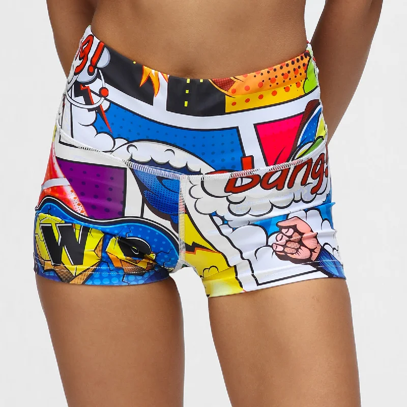 Sporty Shorts-Comic Book TikiBooty Shorts