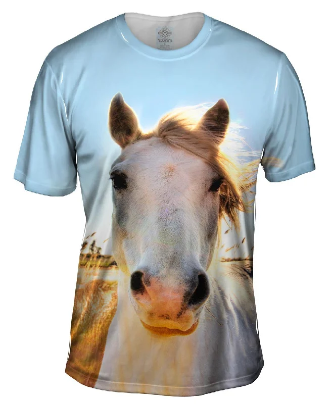 Outdoor T-shirt-White Horse Portrait