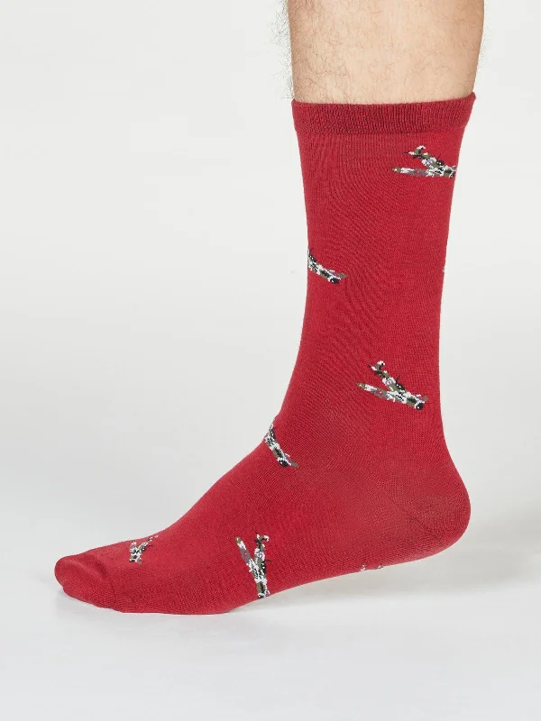 Patterned Knee-high Socks-Judron Spitfire Socks - Pillarbox Red