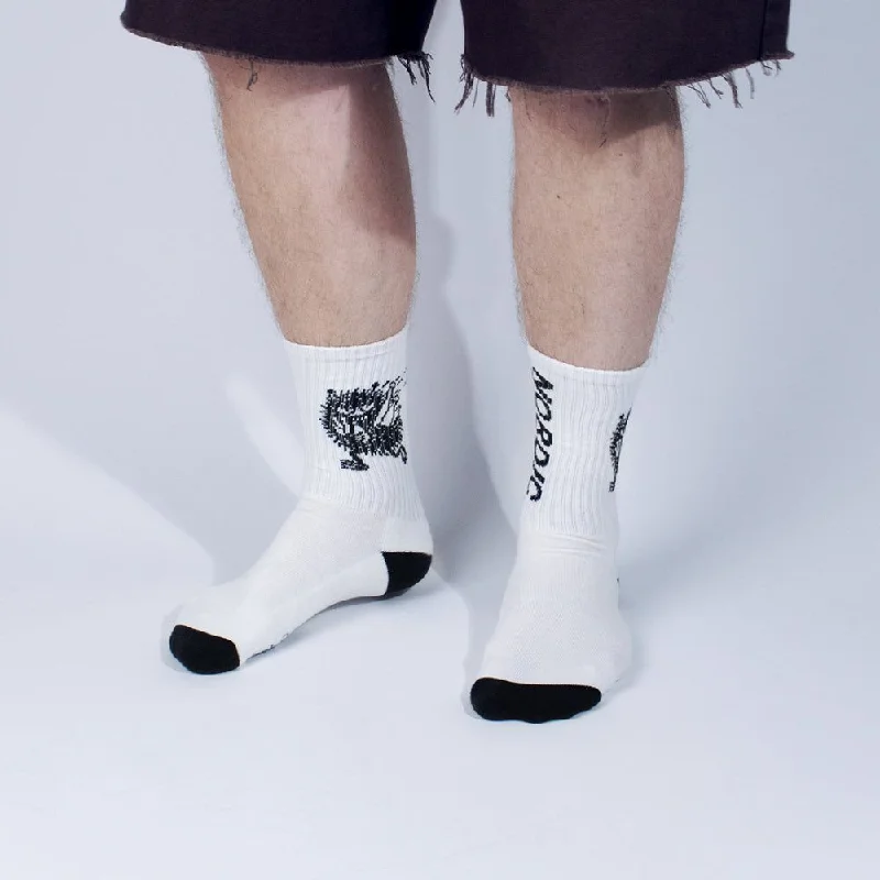 Athletic Performance Socks-Stinky Getaway Retro Socks 40-45 White - Nordicbuddies