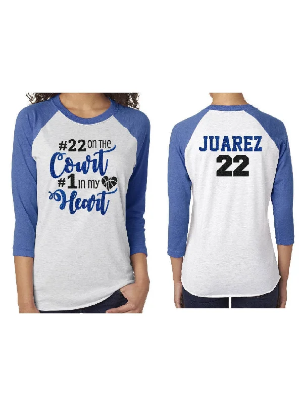 Elegant Blouse-Glitter Basketball  Shirt | #1 in My Heart | Basketball Mom Shirt | Customize Name & Number