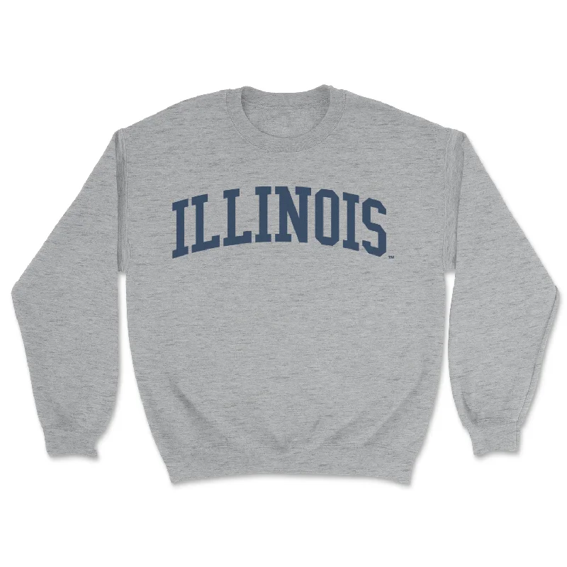 Blouse With Bow-Grey Illinois Crewneck Sweatshirt