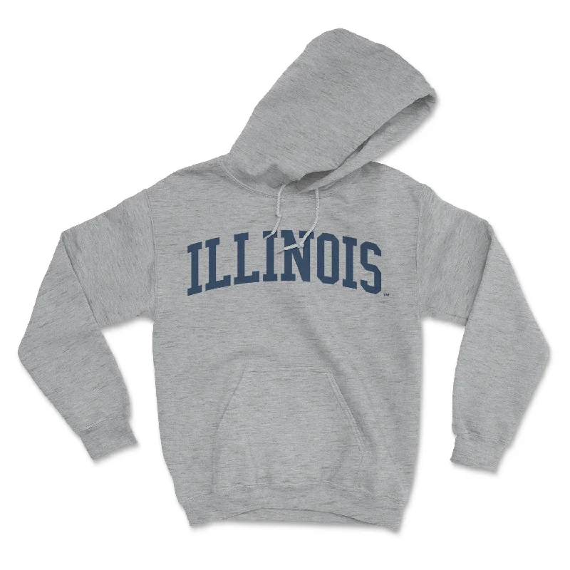 Tie-front Blouse-Grey Illinois Hooded Sweatshirt