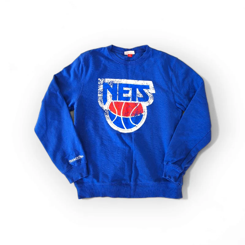 Lace Blouse-Mitchell & Ness New Jersey, Now Brooklyn Nets NBA Sweatshirt, Blue, Size Medium