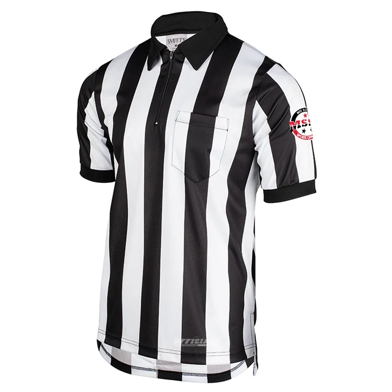 Crewneck Blouse-MSSO Logo 2" Stripe Short Sleeve Football Shirt