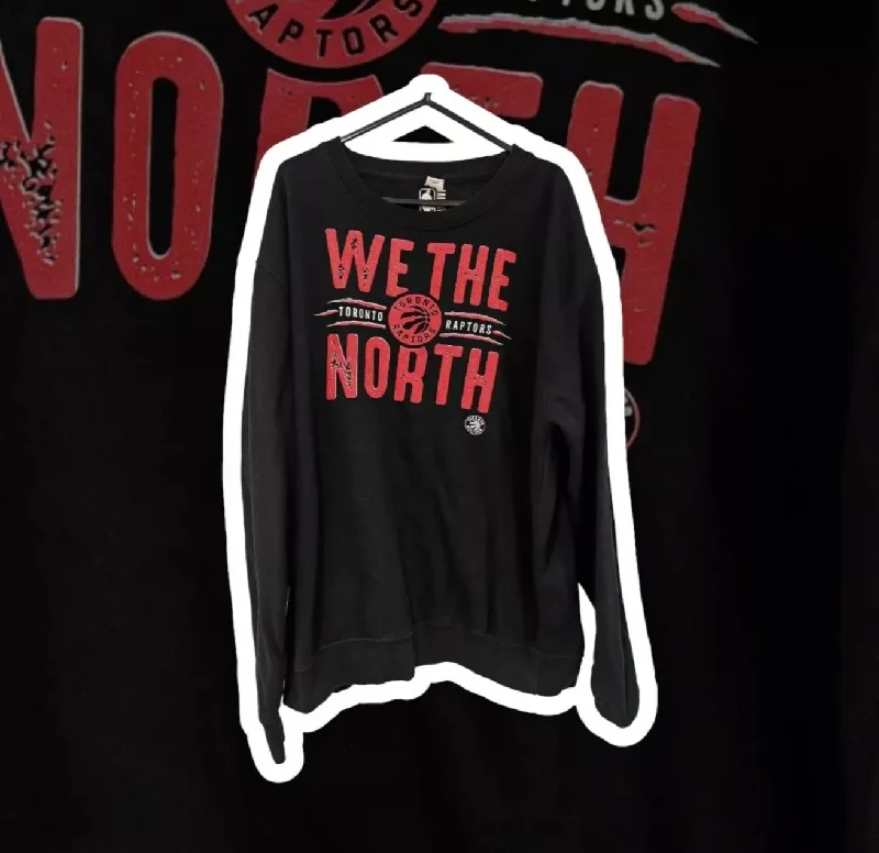 Long Sleeve Button-up Shirt-NBA Exclusive Toronto Raptors Sweatshirt, Black, Size Large