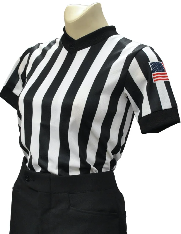 Embroidered Shirt-Smitty | USA-211 | Women's Performance Mesh Referee Shirt w/ Sublimated American Flag