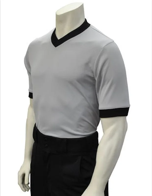 Button-up Shirt-Smitty | USA-218 | Grey | Black Ends & Collar | Performance Mesh Basketball Shirt