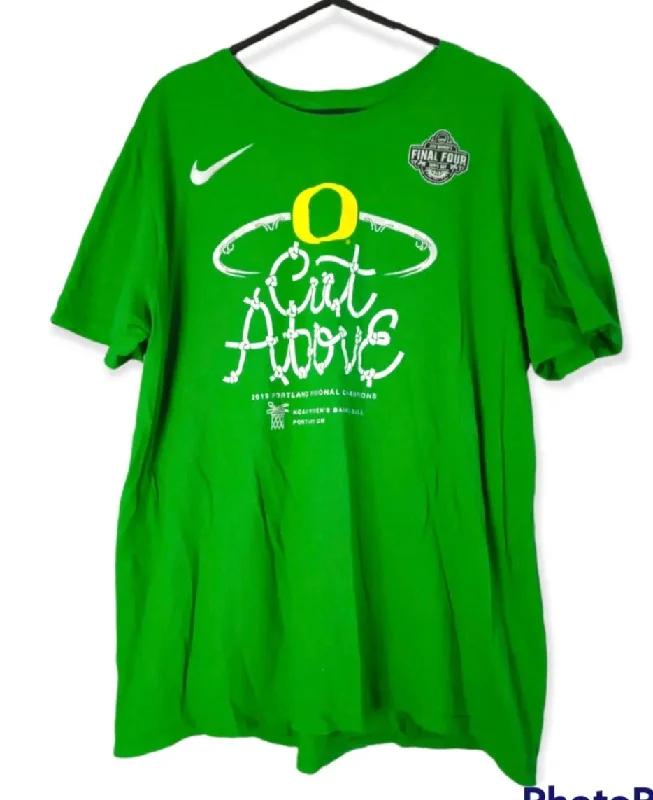 Button-front Blouse-Women's Nike Oregon Ducks NCAA Basketball final four t shirt, Green, Size Large